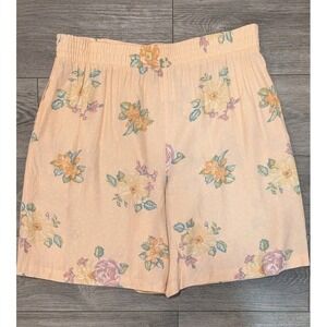 VTG CASUAL CORNER L/XL Mom Shorts High Waist Pleated Floral Pockets Cottage USA